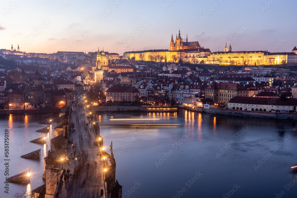 View of Prague castle and Charles bridge in Prague, Czech Republic View of Prague castle and Charles bridge in Prague, Czech Republic