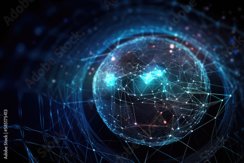 Communication technology internet business. Global world network and telecommunication on earth cryptocurrency and blockchain. generative ai.