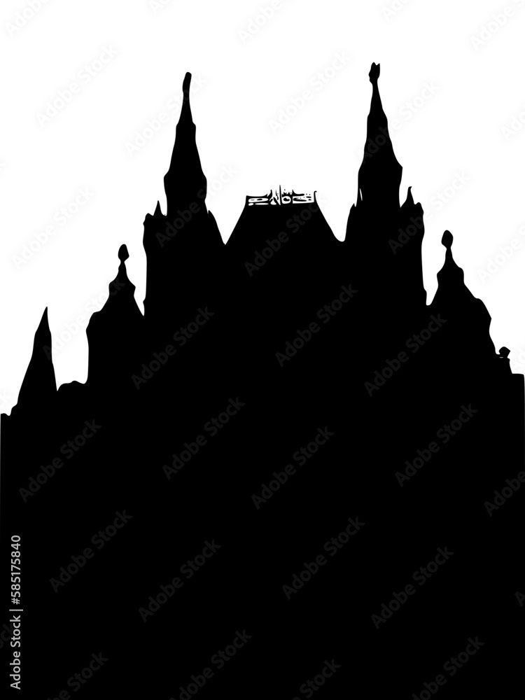 silhouette of church black silhouette. Hand drawn Vector illustration for various applications, logo design, t-shirt design, web design, print, interior, books design and many more.