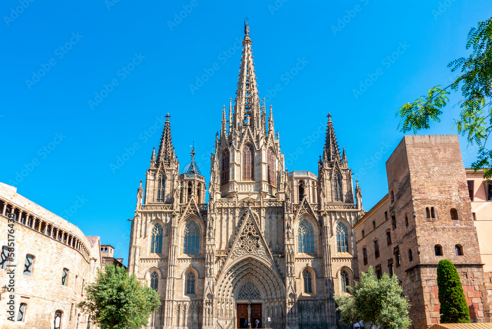 Cathedral of Holy Cross and Saint Eulalia in Gothic quarter, Barcelona, Spain