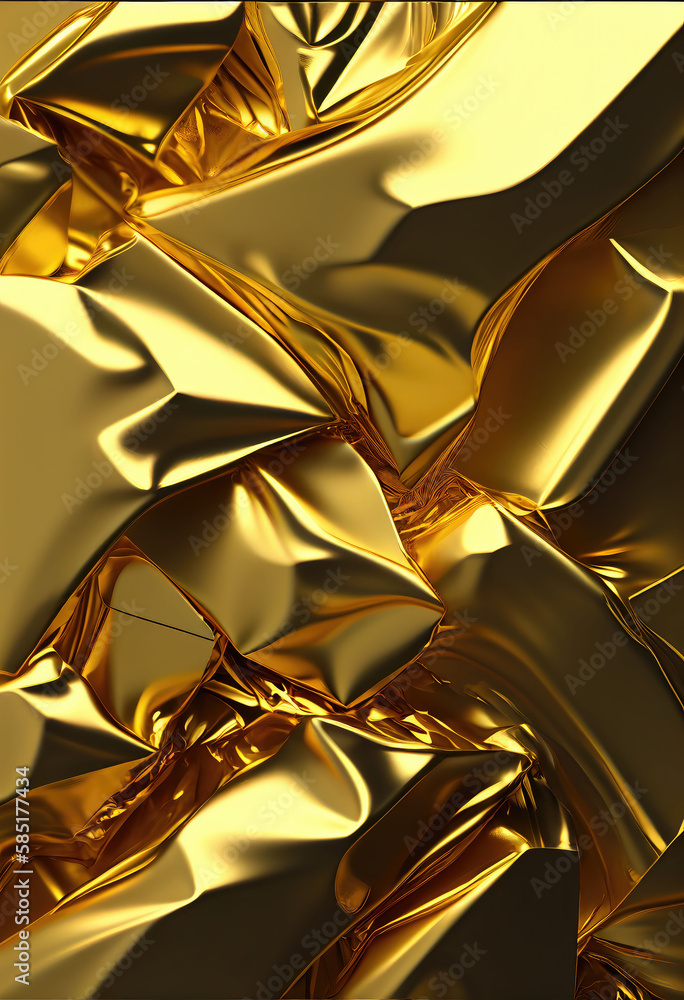 Gold Folded Foil Background. Abstract foil generaitve ai Gold Folded Foil Background. Abstract foil generaitve ai