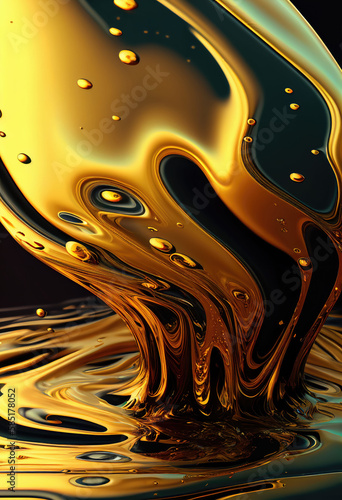 Liquid Gold, abstract illustration. Solid yellow water generative ai