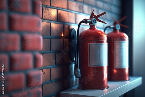 Ready for Emergency: Multiple Fire Extinguishers Mounted on Wall photo