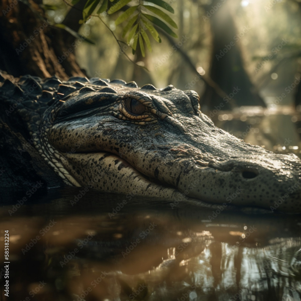 Fototapeta premium Crocodile Eye: Up Close and Personal with a Reptile