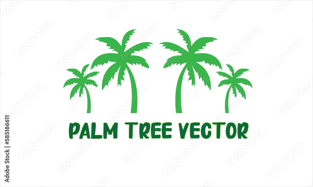 Palm tree collection flat icon. Isolated on white, vector Logo different sizes