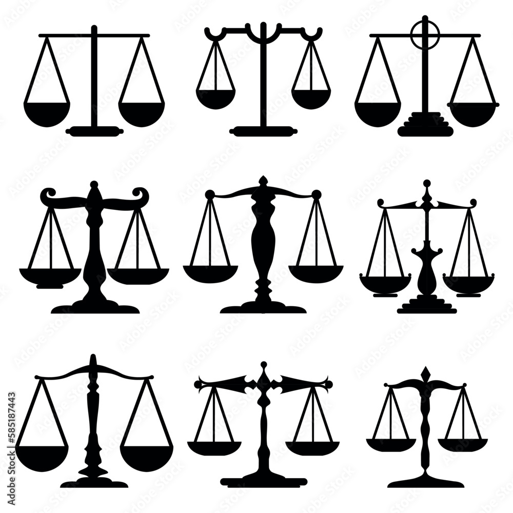 Vintage mechanical balance scales fair equal judge icons Premium Vector