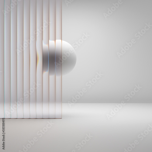 3d rendering. Minimalistic abstract illustration. Composition of abstract form, glass and color dispersion of light. Creative graphic design for poster, brochure, flyer and card.