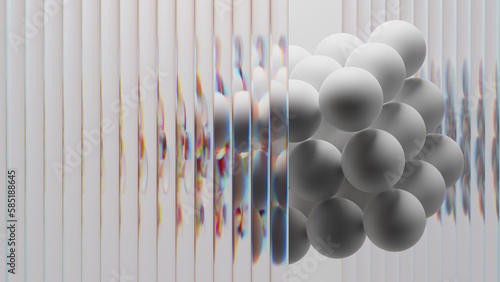 3d rendering. Minimalistic abstract illustration. Composition of abstract form, glass and color dispersion of light. Creative graphic design for poster, brochure, flyer and card.