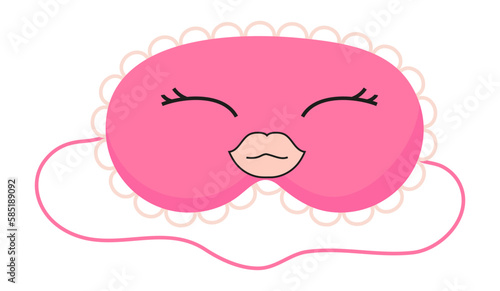 Cute mask for dreaming vector. Rest relax accessories for night collection. Sleepy mask with eyes, animals face and smiles.