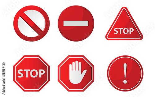 Warning signs. do not touch, attention, stop. Premium Vector .eps
