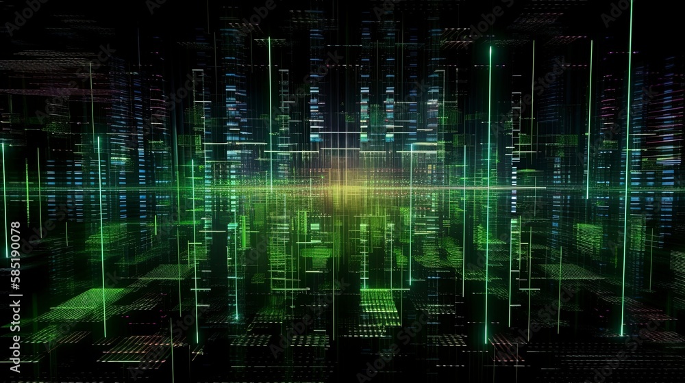 Abstract Data center logistic packages transport move city green light connections traces nodes levels flash Abstract Data center logistic packages transport move city green light connections traces nodes levels flash