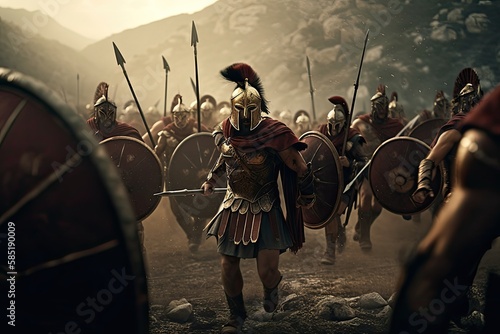 Spartan King Leonidas I and his warriors at Thermopylae