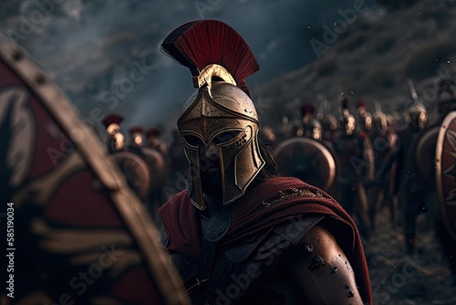 Spartan King Leonidas I and his warriors at Thermopylae