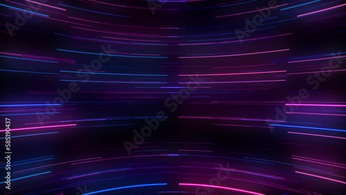 Trendy pink and blue glowing neon lines cyberpunk technology motion background.
