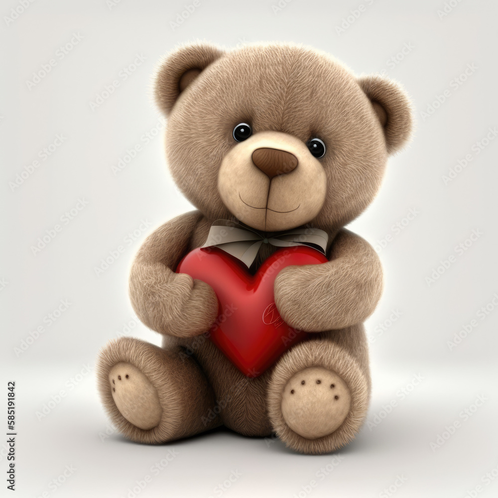 Teddy bear holding red heart Teddy bear holding red heart
