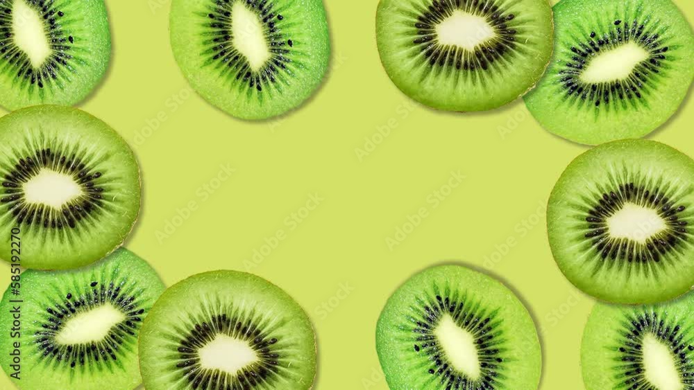 Sliced kiwi fruit with stop motion effect. Seamless loop video Sliced kiwi fruit with stop motion effect. Seamless loop video