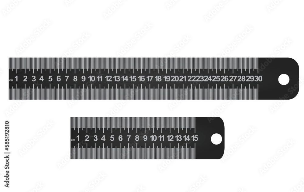 Stainless steel ruler. vector illustration