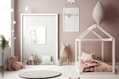 mock up poster frame in children bedroom, scandinavian style int © sandra