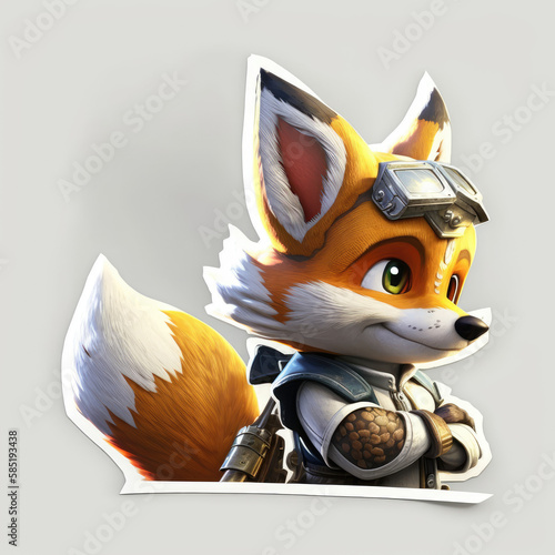 Sticker of an adventurous fox