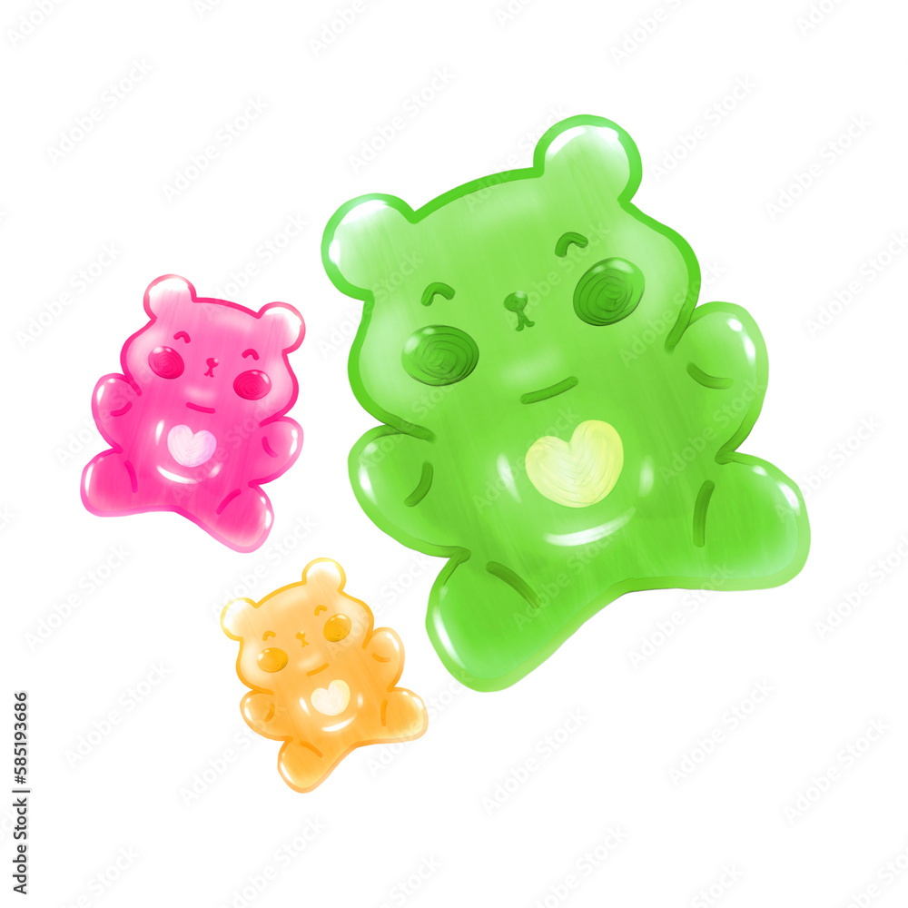 Cute gummy bear sweet stationary sticker oil painting Cute gummy bear sweet stationary sticker oil painting