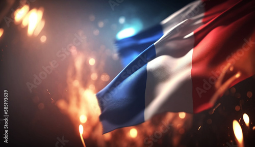 Bastille day France July, a happy celebration with fireworks parades, and flag ai generated photo