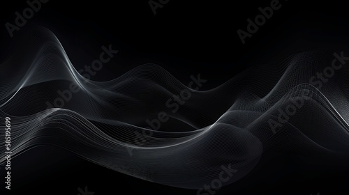 Abstract black and white background with waves. Generative AI