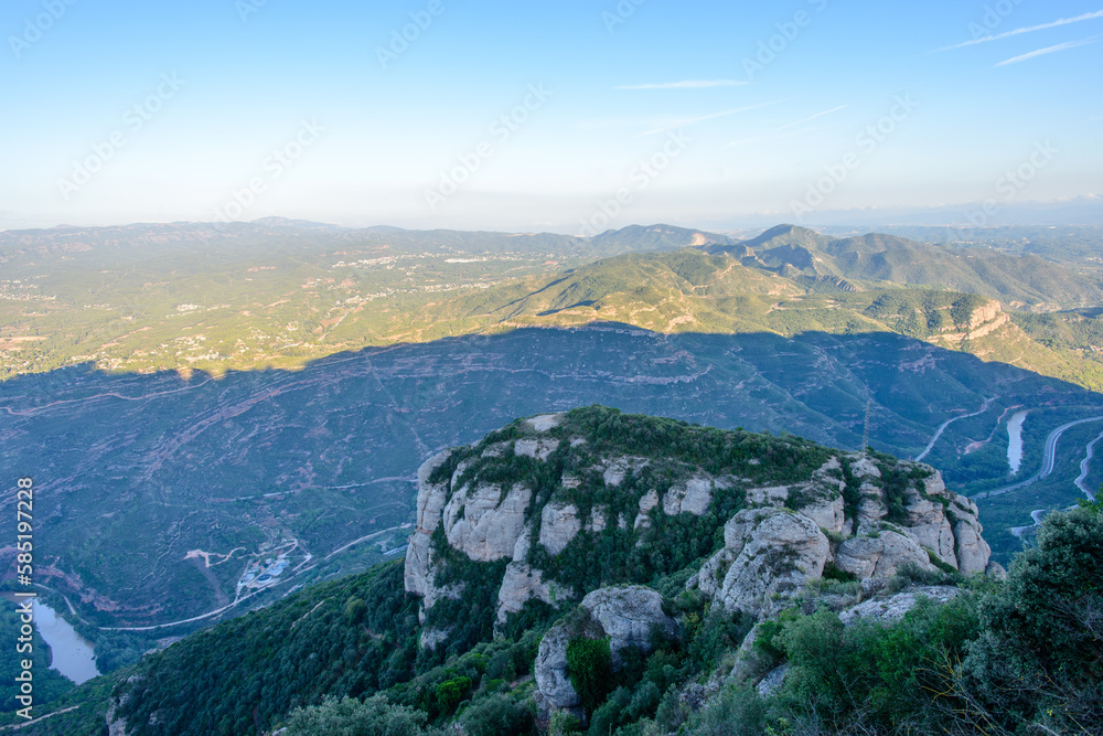 High mountain with building and rocks to see Spain