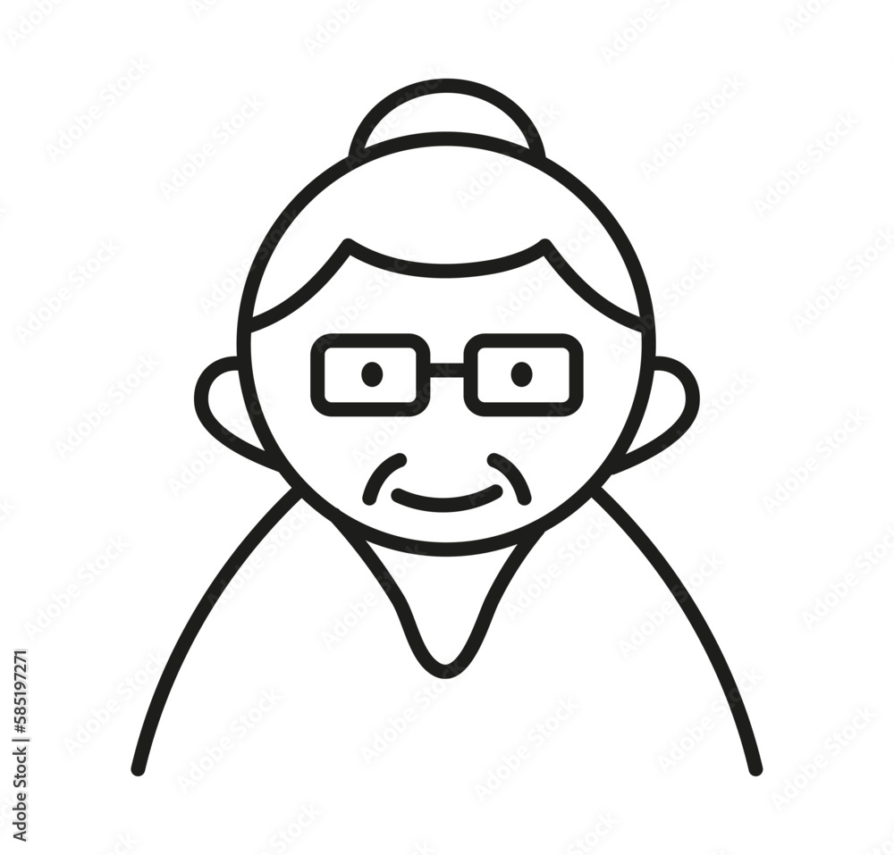 Elderly people avatar icon in line style. Grandmother logo. Elderly care. Senior icon for web Elderly people avatar icon in line style. Grandmother logo. Elderly care. Senior icon for web