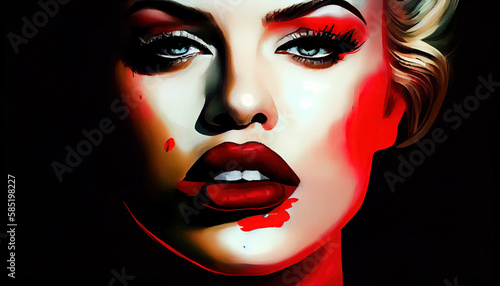 Dark Red Artistic Lipstick on Women s Lips With Generative AI