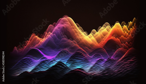 Vibrant Spectrum on Dark Canvas: An Abstract Composition of Colorful Frequencies