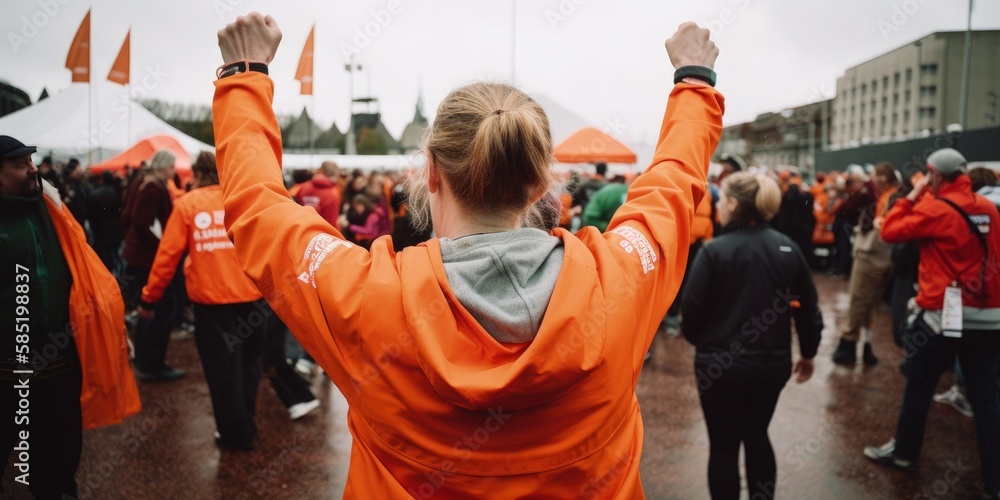 Fototapeta premium unions protesting in the streets, generative ai