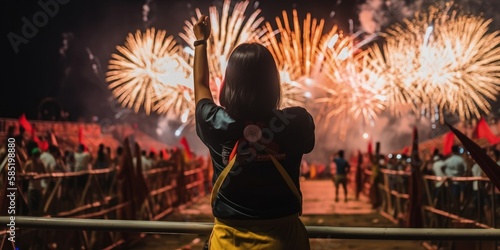 fireworks in the sky at festival celebration, generative ai