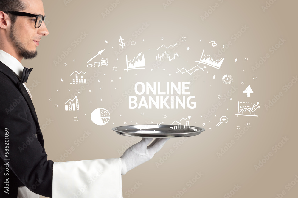 Waiter serving business idea concept Waiter serving business idea concept