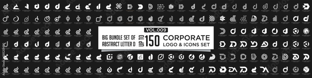 abstract letter D logo icon set. design for business of luxury, elegant, simple. - obrazy, fototapety, plakaty 