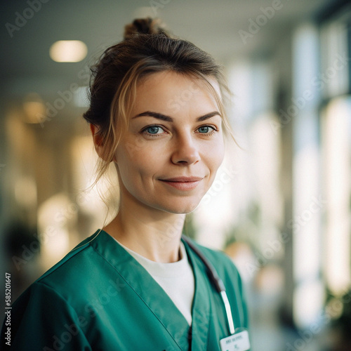 Professional nurse, doctor or hospital physician, with a natural portrait style. Woman or female with arms crossed for healthcare, medical wellness and a happy, confident and proud real smile