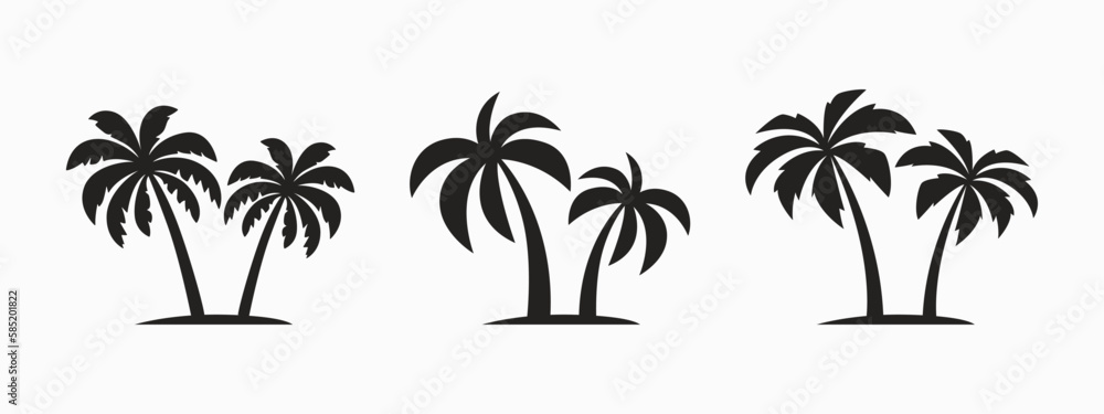 Vector Palm Tree Couples , Palm Tree Icon Set Isolated on White ...