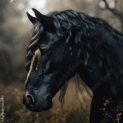 Black Friesian Horse