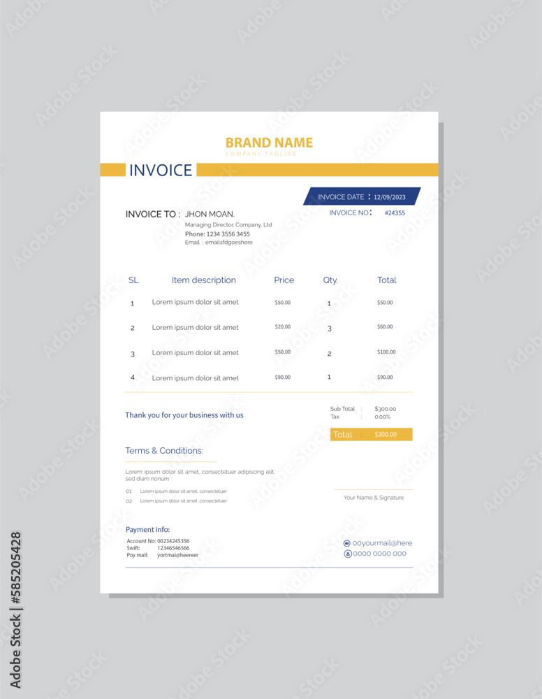 Minmal invoice template design Minmal invoice template design