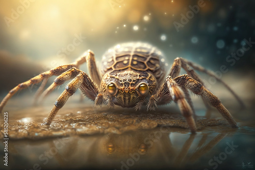 Hyperrealistic Illustration of a Fishing Spider Insect  Close-up View  AI generated