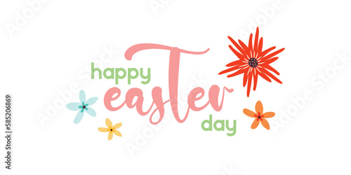 Happy easter lettering. Cute hand drawn illustration, card template. Happy Easter holiday banner