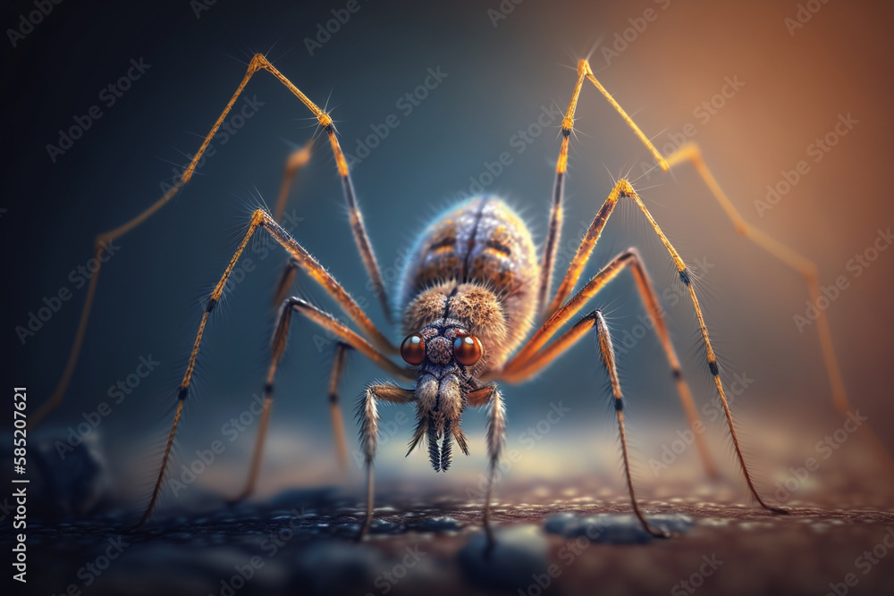 Hyperrealistic Illustration of a Harvestman Spider, Close-up View AI generated Hyperrealistic Illustration of a Harvestman Spider, Close-up View AI generated