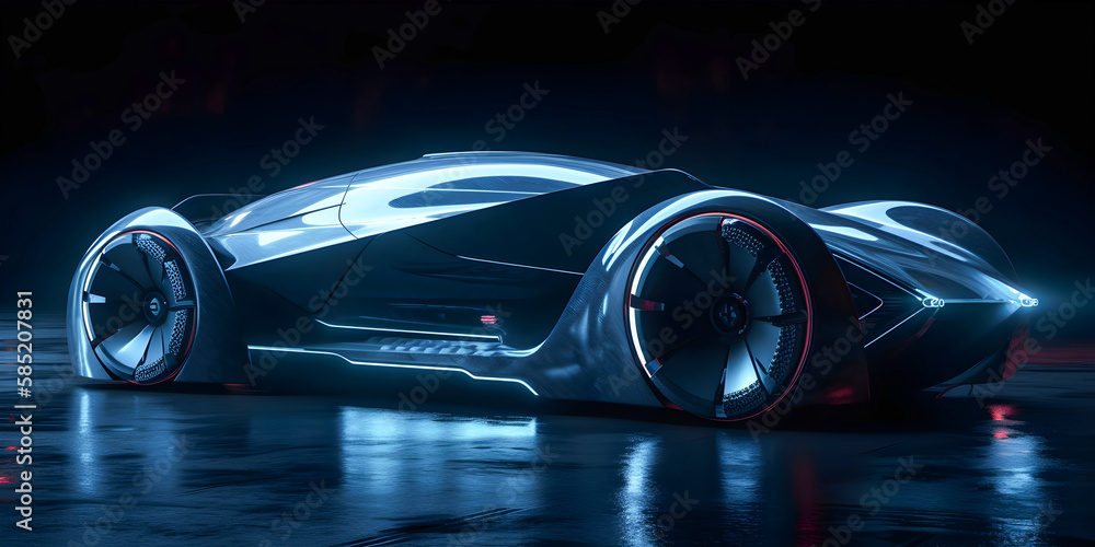 Retro future car concept, dark colors, car show style, Generative AI Retro future car concept, dark colors, car show style, Generative AI