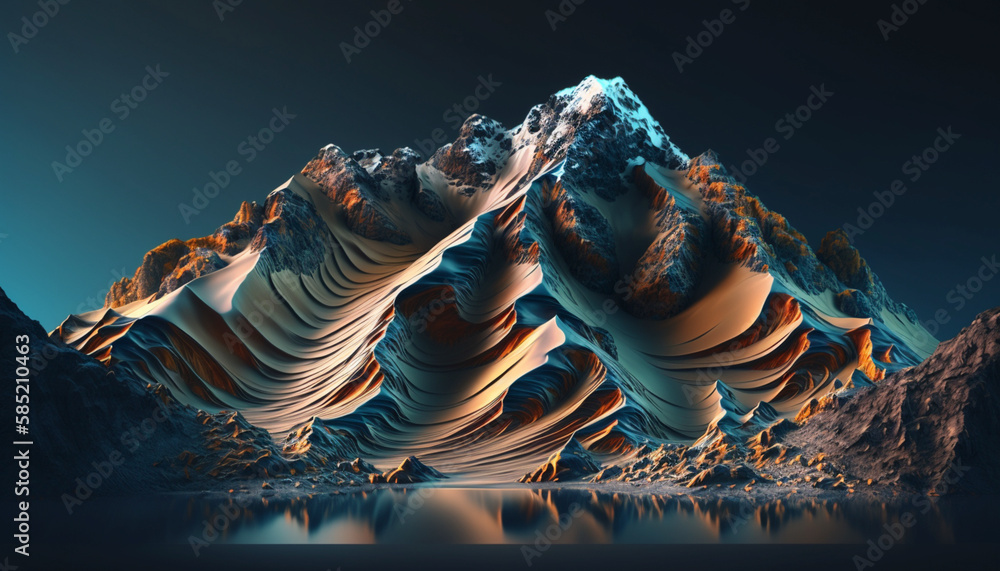 Fototapeta premium The Tide Breaking on the Mountain.Generative AI.