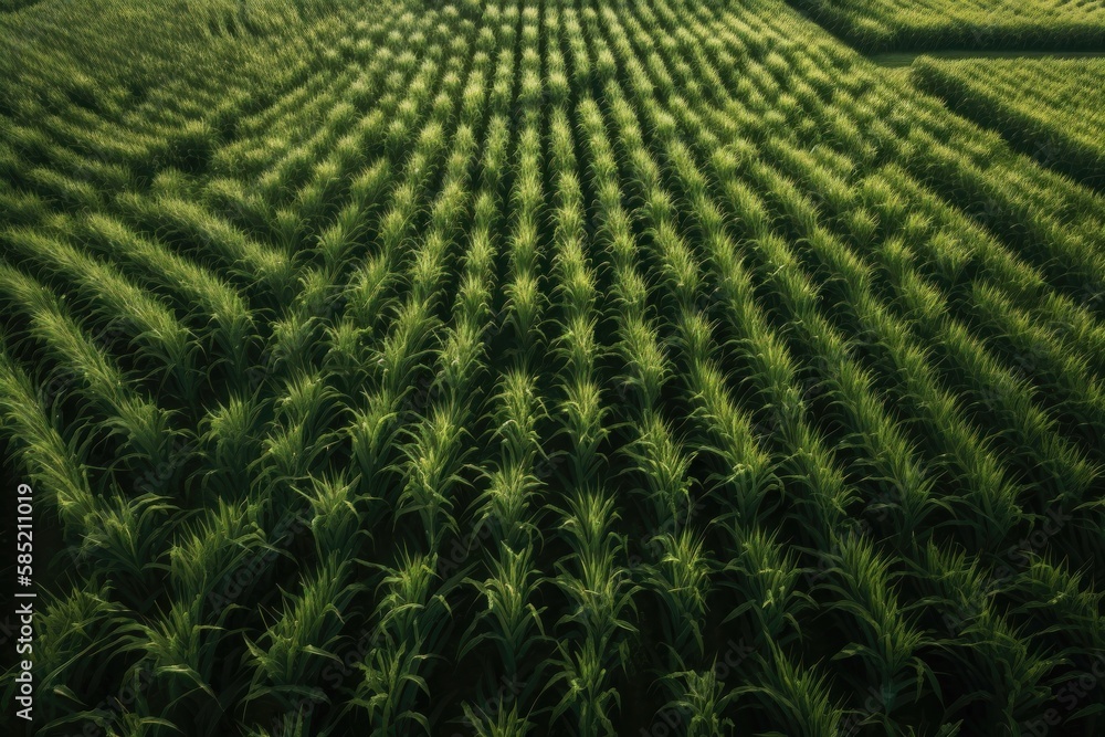 Cornfield aerial view. AI generated
