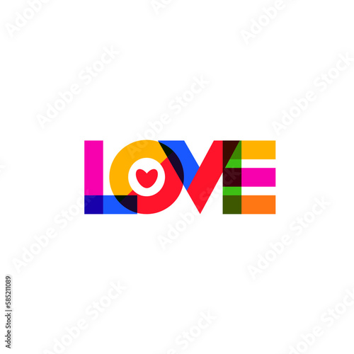 The inscription "LOVE" of color letters.Vector illustration