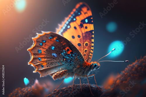 Hyperrealistic Illustration of a Butterfly-Inspired Insect in Enlarged Close-up © artefacti