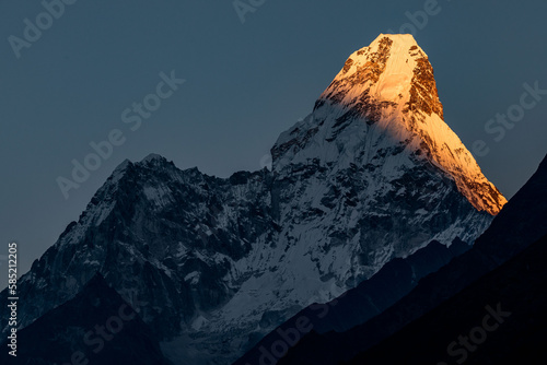 Unforgettable sunset on Ama Dablam (6812m). Photo taken at the end of 3 passes trek in Pangboche photo