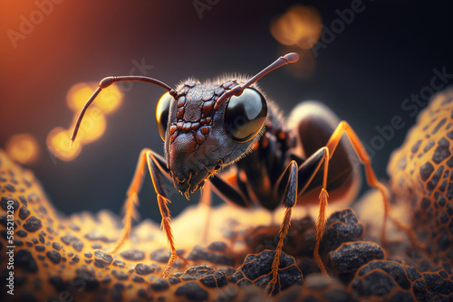 Magnified Close-up of an Ant: Examining the Intricacies of Nature AI Generated