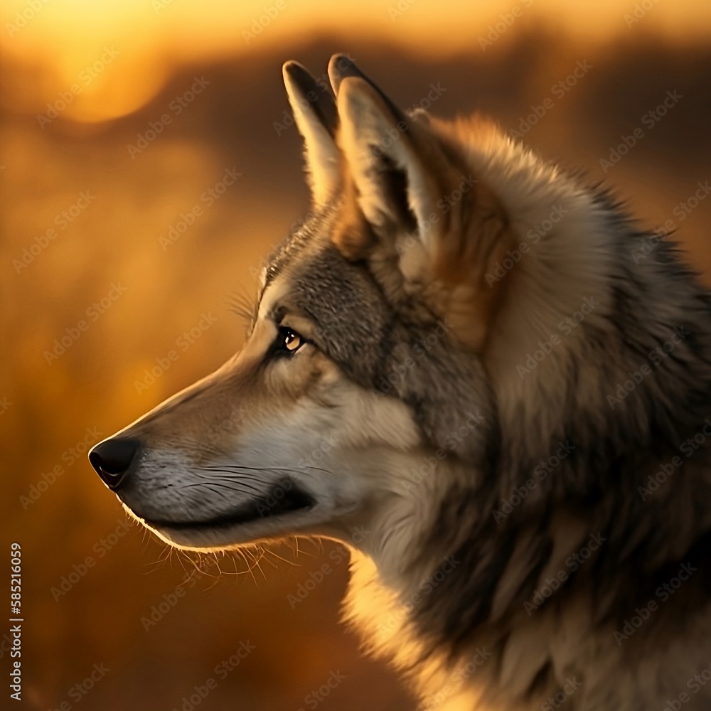 Obraz premium wolf in golden hour- Wild photography