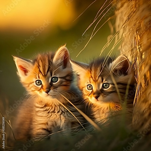 Kittens in golden hour- Nature photography